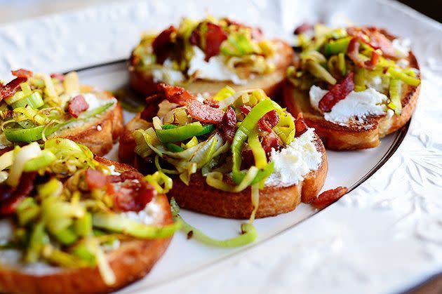 Bruschetta With Leeks and Bacon