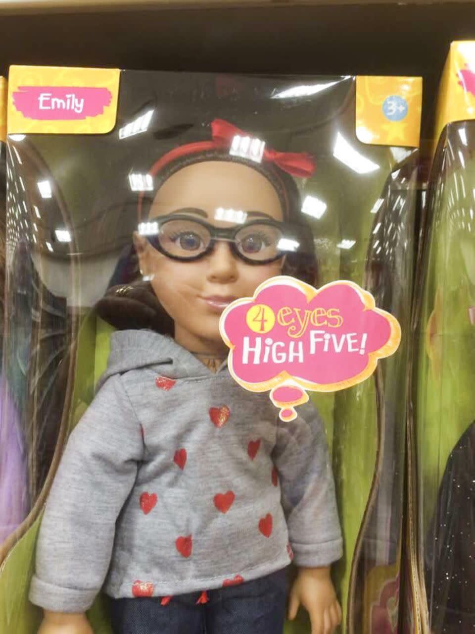 The controversial 4-eyes dolls wear glasses. Photo: Carly Duncan / Caters News