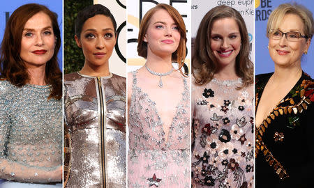 Best actress Oscar nominees for the 89th annual Academy Awards (L-R) Isabelle Huppert, Ruth Negga, Natalie Portman, Emma Stone and Meryl Streep are seen in a combination of file photos. REUTERS/Staff/File Photos