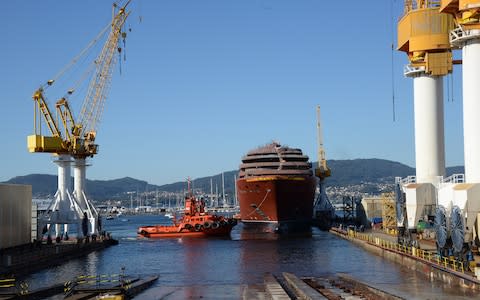 The inaugural yacht in the shipyard - Credit: HJ Barreras Shipyard/Ritz-Carlton