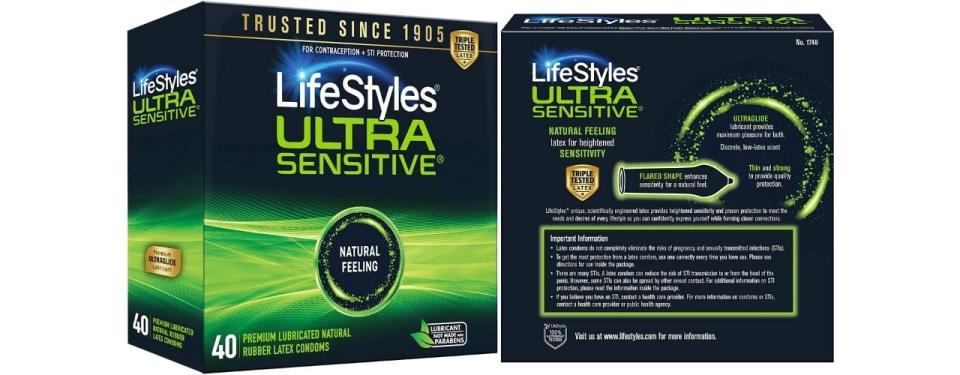 LifeStyles Ultra Sensitive Natural Feeling Lubricated Latex Condoms