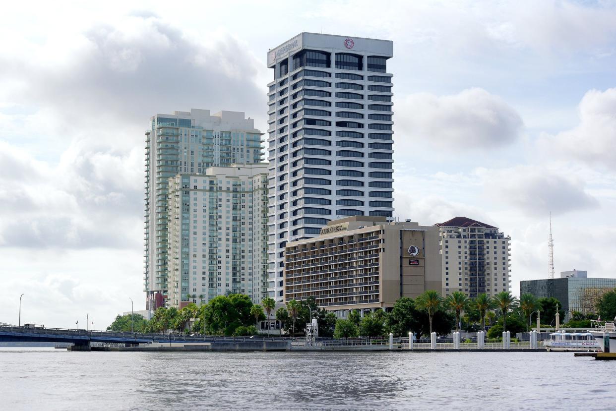 The Riverplace Tower, second building from right on Jacksonville's Southbank, will be the new home for The Energy Authority.