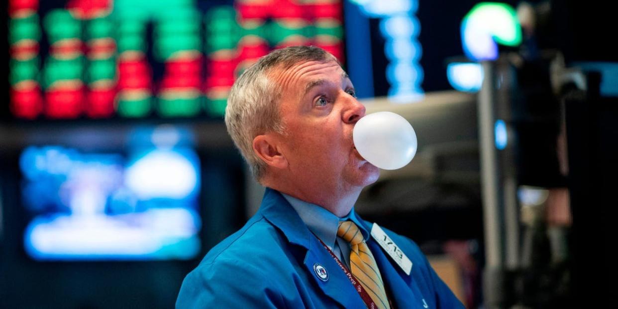 An image of a trader blowing a bubble.