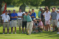 Johnson Wagner hits his second shot on the 17th hole during the first round of the Greenbrier Classic at the Old White TPC on July 5, 2012 in White Sulphur Springs, West Virginia. (Photo by Hunter Martin/Getty Images)