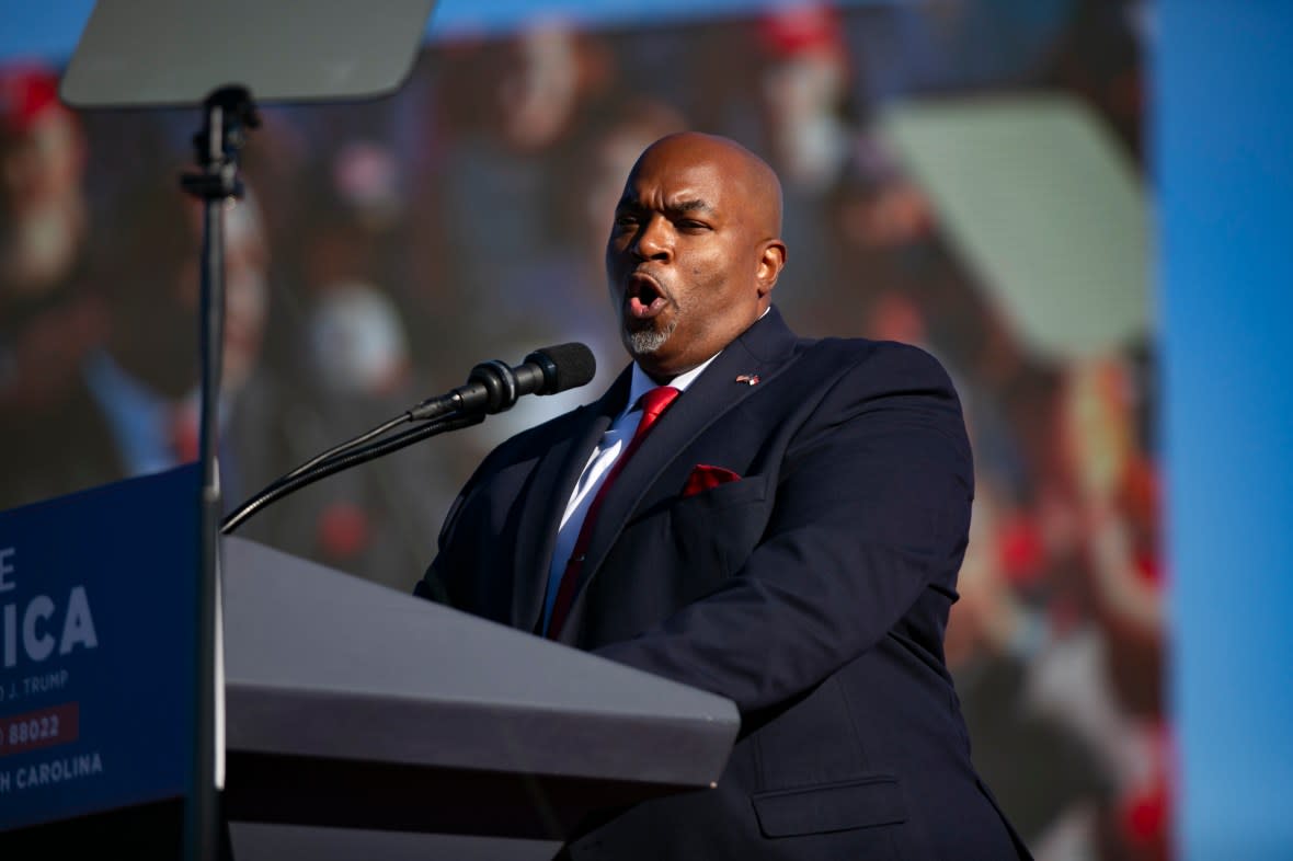 Lt. Gov. Mark Robinson, North Carolina's GOP nominee for governor, has made remarks that could hurt the state's economy, said his Democratic opponent, Josh Stein. (Photo by Allison Joyce/Getty Images)