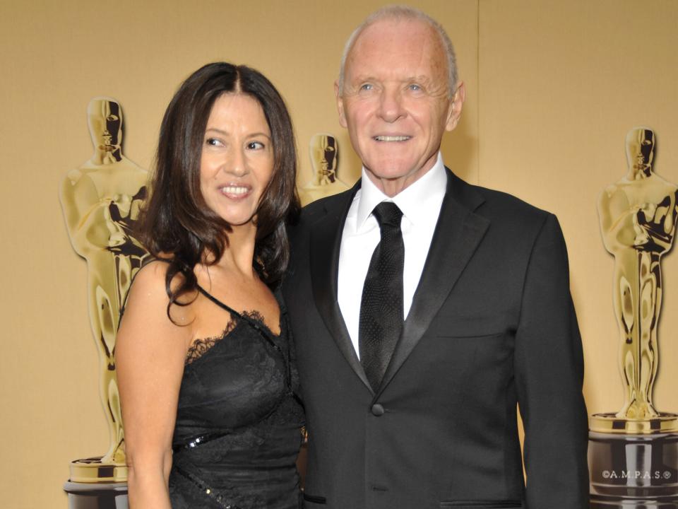 Stella Arroyave and Sir Anthony Hopkins arrives at the 81st Annual Academy Awards held at The Kodak Theatre on February 22, 2009 in Hollywood, California