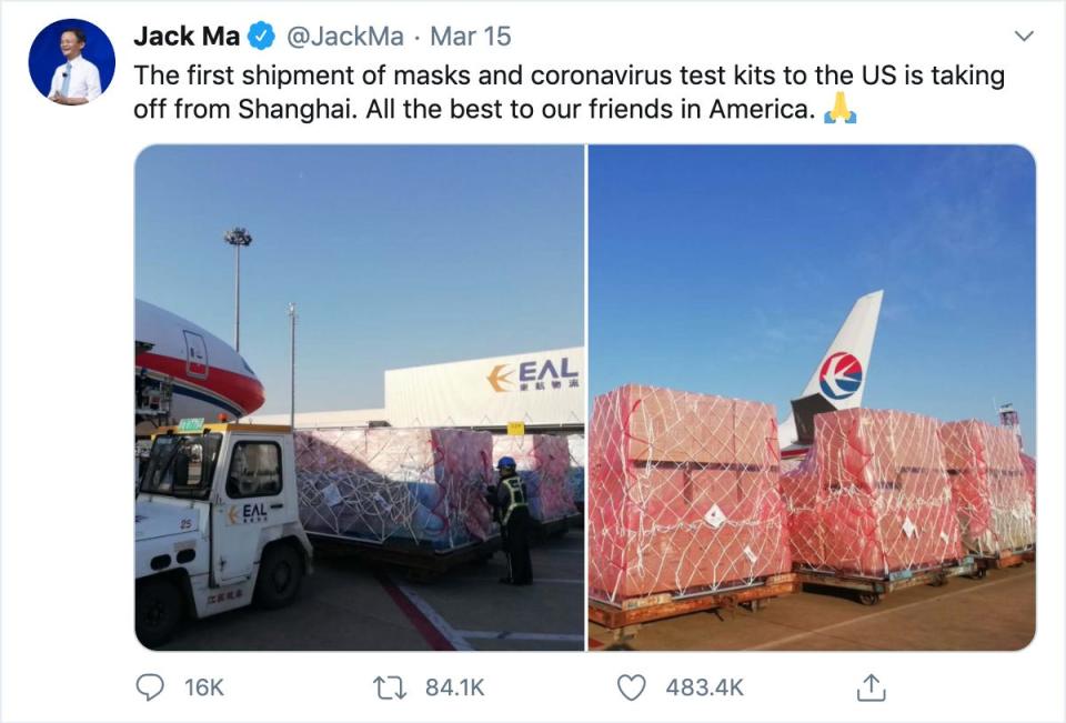 jack ma coronavirus donations