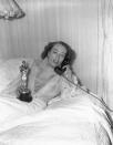 <p>Crawford's comeback role in <em>Mildred Pierce</em> after a slow period of her career won her an Oscar for Best Actress, but she was too ill to attend the ceremony.</p>