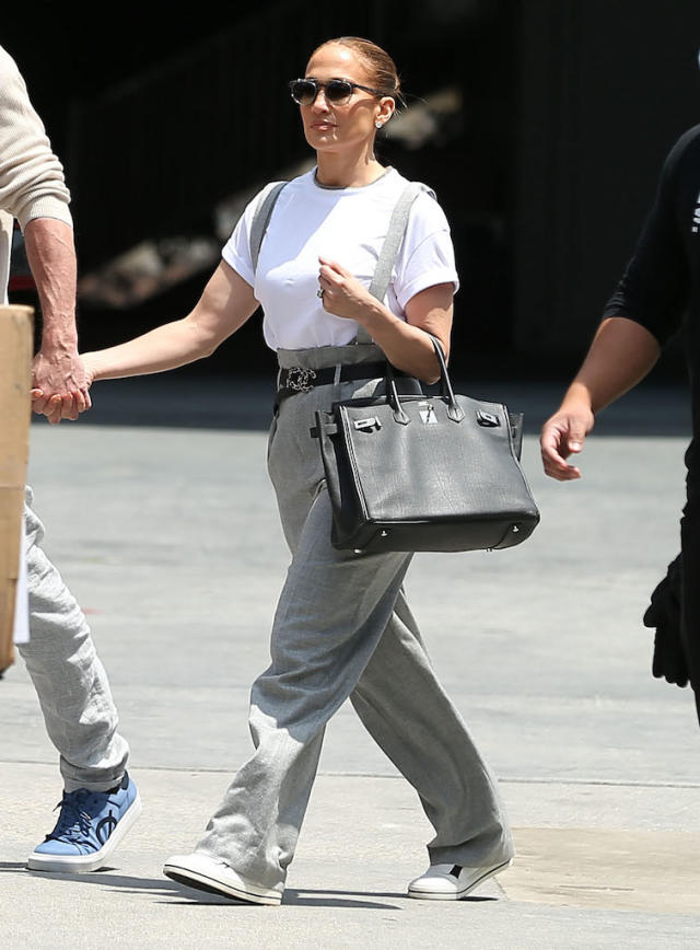 Jennifer Lopez Wearing Hermes Birkin Bag With Sweatpants