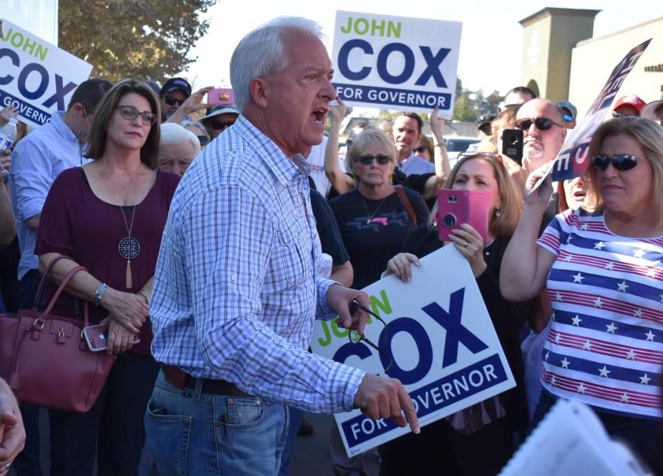 Former Republican candidate for California governor John Cox has appeared in stories posted on Metric Media sites and shared them widely on Facebook. He is shown here on the campaign trail in 2018.