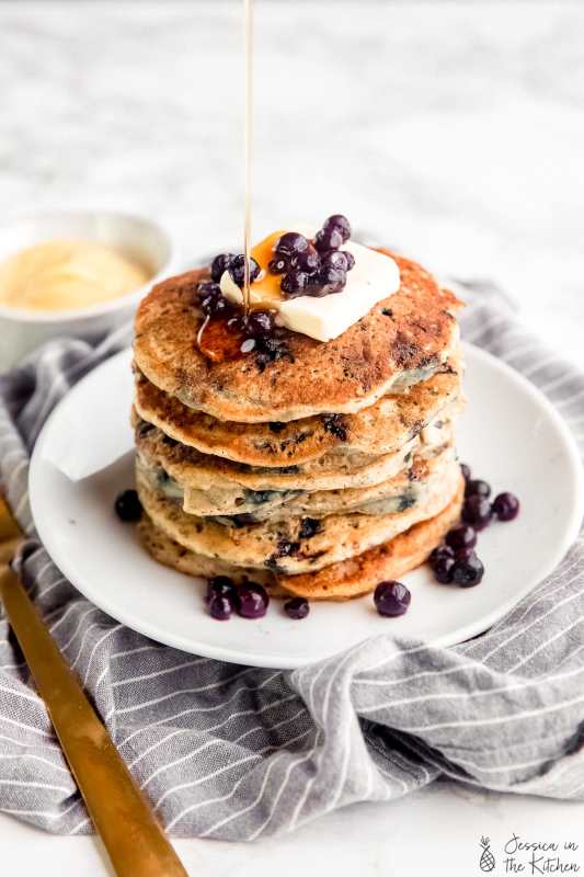 <p>Jessica in the Kitchen</p><p>A timeless, go-to breakfast that is fluffy, simple and easy to throw together, and they absorb just the right amount of maple syrup.</p><p><strong>Get the recipe: <a href="https://jessicainthekitchen.com/easy-vegan-blueberry-pancakes-gluten-free/" rel="nofollow noopener" target="_blank" data-ylk="slk:Gluten-Free Vegan Blueberry Pancakes;elm:context_link;itc:0;sec:content-canvas" class="link ">Gluten-Free Vegan Blueberry Pancakes</a></strong></p>