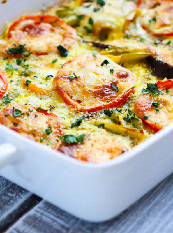 <p>Cotter Crunch</p><p>A healthy gluten-free casserole with the fresh taste of hatch green chiles and tomatoes makes for a super easy and quick dinner recipe or even breakfast! </p><p><strong>Get the recipe: <a href="https://www.cottercrunch.com/hatch-green-chile-tomato-egg-casserole/" rel="nofollow noopener" target="_blank" data-ylk="slk:Hatch Green Chile Tomato and Egg Casserole;elm:context_link;itc:0;sec:content-canvas" class="link rapid-noclick-resp">Hatch Green Chile Tomato and Egg Casserole</a></strong></p>