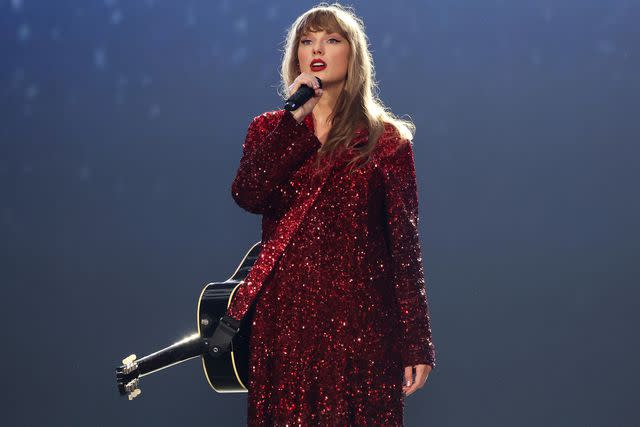 <p>Aldara Zarraoa/Getty</p> Taylor Swift sings in Amsterdam on July 5, 2024