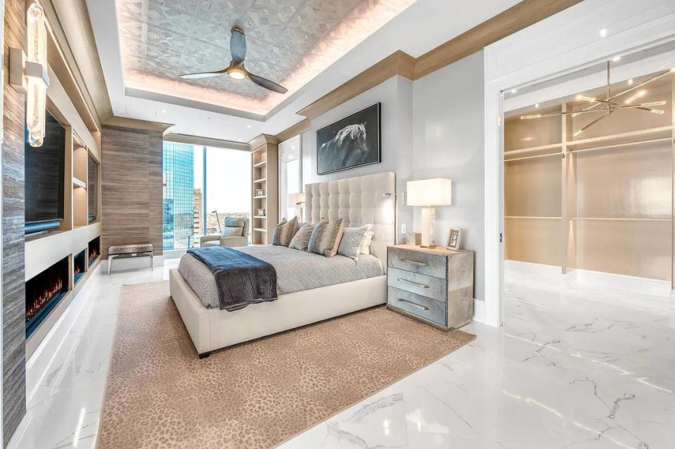 A view of a bedroom at 103 South Limestone No. 1150. This nearly 6,000 square foot condominium in downtown Lexington’s City Center has marble flooring all throughout and other high-end features. It’s currently for sale for $5 million. Note: Photos used with permission of seller’s representative.