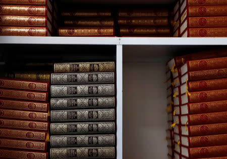 Qurans are stacked neatly in a library shed built by Hussein Moustafa, an Egyptian immigrant who lost his life in the Christchurch shootings at Al Noor mosque in Christchurch, New Zealand, April 1, 2019. REUTERS/Edgar Su