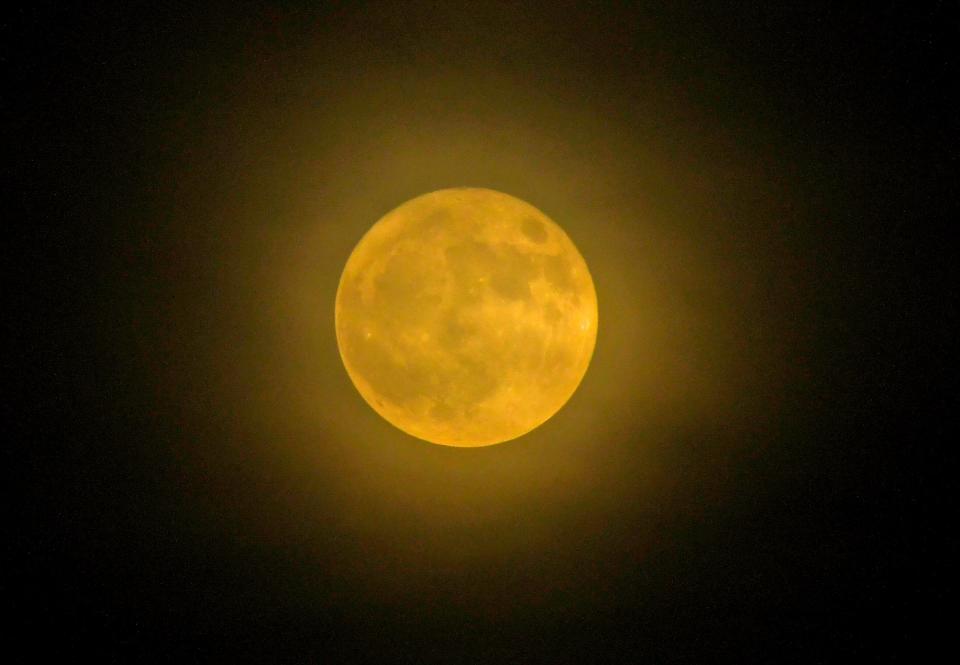 The sturgeon supermoon, as seen from Viera, Florida on Tuesday night, August 1, 2023. There will be an additional supermoon known as a blue moon, on August 30.