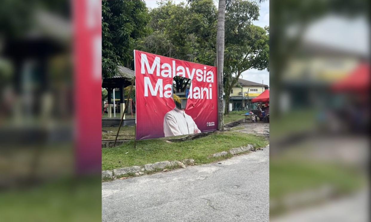 Incumbent state assembly person, Michelle Ng Mei Sze, drew attention when she shared a picture of a defaced banner featuring Prime Minister Anwar Ibrahim