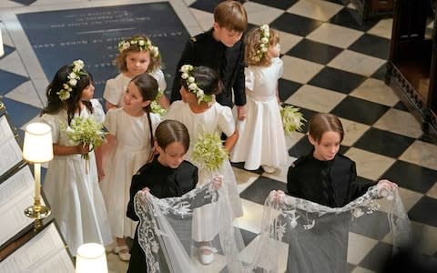 Bridesmaids and Page Boys during the wedding ceremony of Prince Harry and Meghan Markle in St George's Chapel at Windsor Castle - Credit: Owen Humphreys /PA