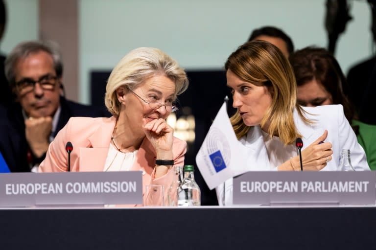 Le Parlement européen se prononcera le 18 juillet sur la reconduction d'Ursula von der Leyen (gauche) à la présidence de la Commission européenne (URS FLUEELER)
