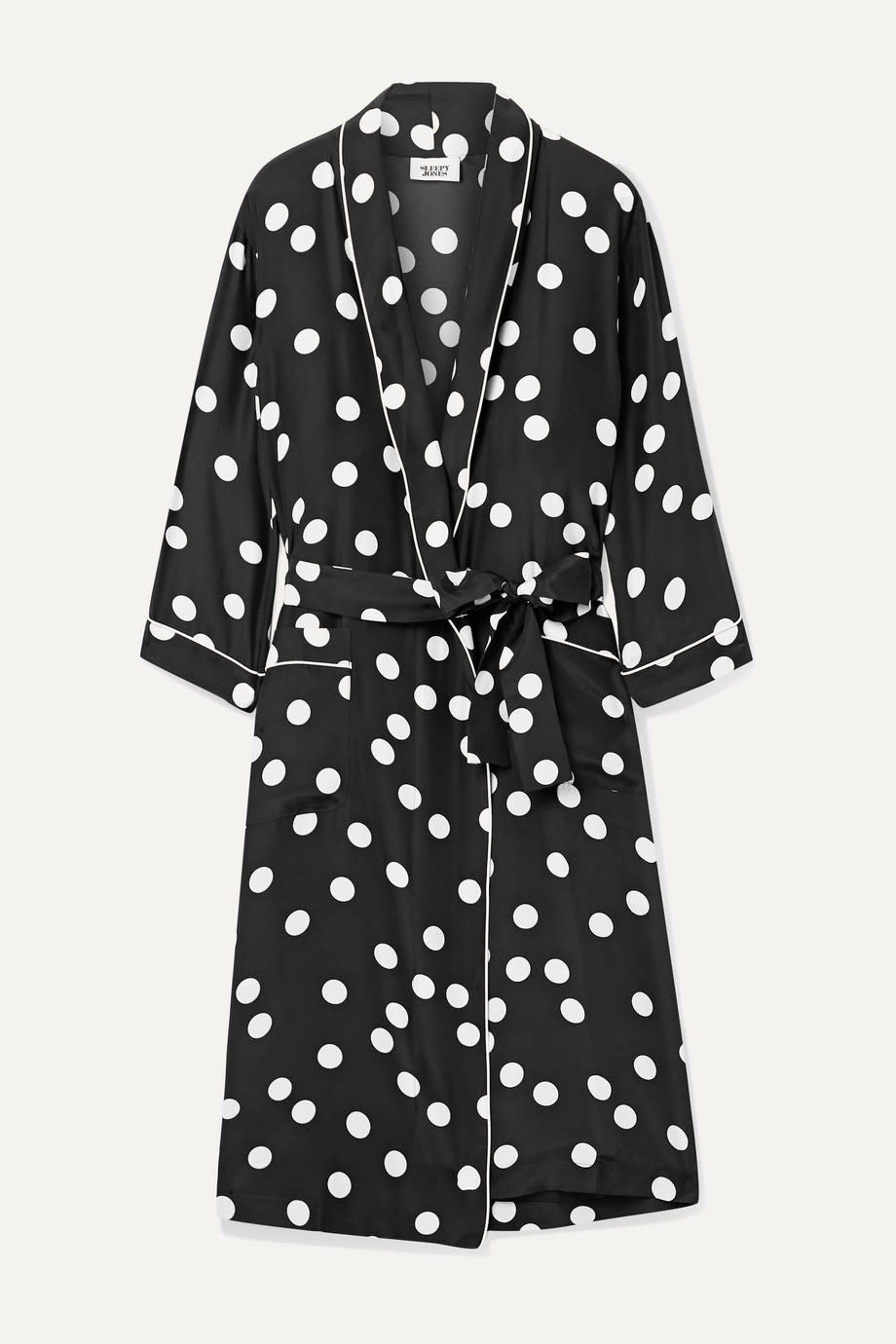 Sleepy Jones Marianne Polka-Dot Silk-Charmeuse Robe