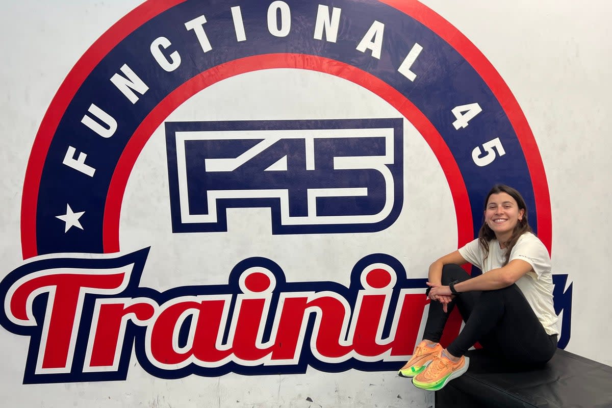 For those unfamiliar with F45, it’s like a tamer version of CrossFit, where every studio has the same workout around the world and the movements are shown on screens around the room  (Ellie Davis)