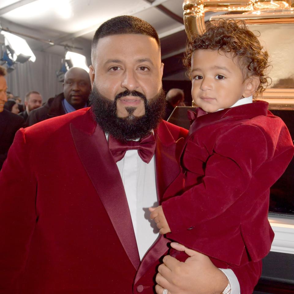 DJ Khaled stepped on the Grammy Awards 2018 red carpet with his one-year-old son Asahd, his crown of baby ringlets in tow.