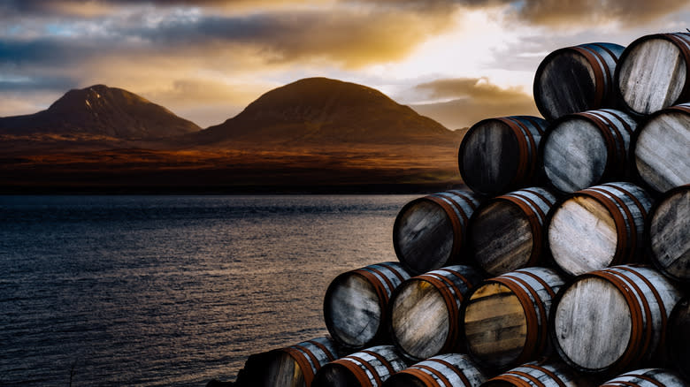 whiskey barrels in islay
