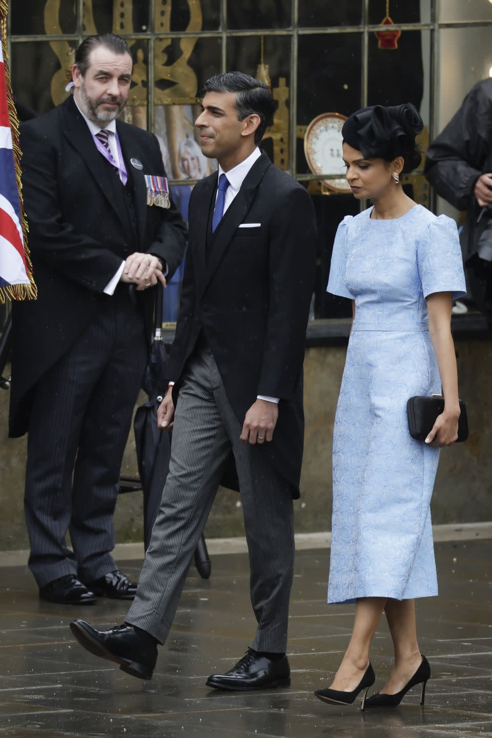 london, england may 06 british prime minister rishi sunak and akshata murthy arrive at the coronation of king charles iii and queen camilla on may 06, 2023 in london, england the coronation of charles iii and his wife, camilla, as king and queen of the united kingdom of great britain and northern ireland, and the other commonwealth realms takes place at westminster abbey today charles acceded to the throne on 8 september 2022, upon the death of his mother, elizabeth ii photo by jeff j mitchellgetty images