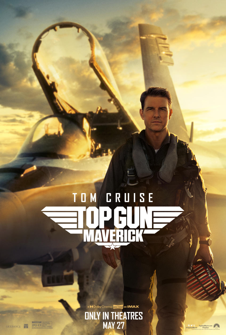 Paramount’s poster for “Top Gun: Maverick” highlights the movie is “only in theaters.”