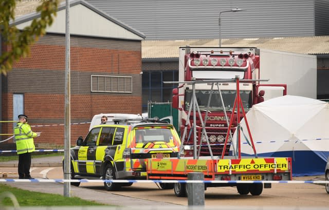 Police activity at the scene in Grays, Essex