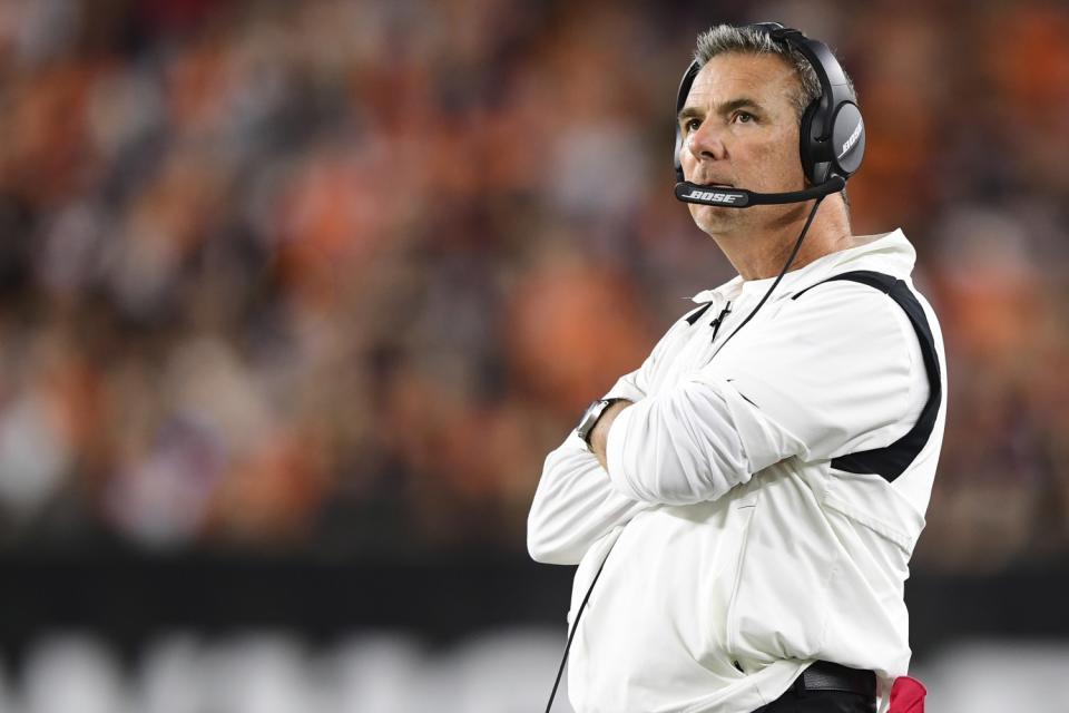 Jacksonville Jaguars coach Urban Meyer looks on against the Cincinnati Bengals on Sept. 30.