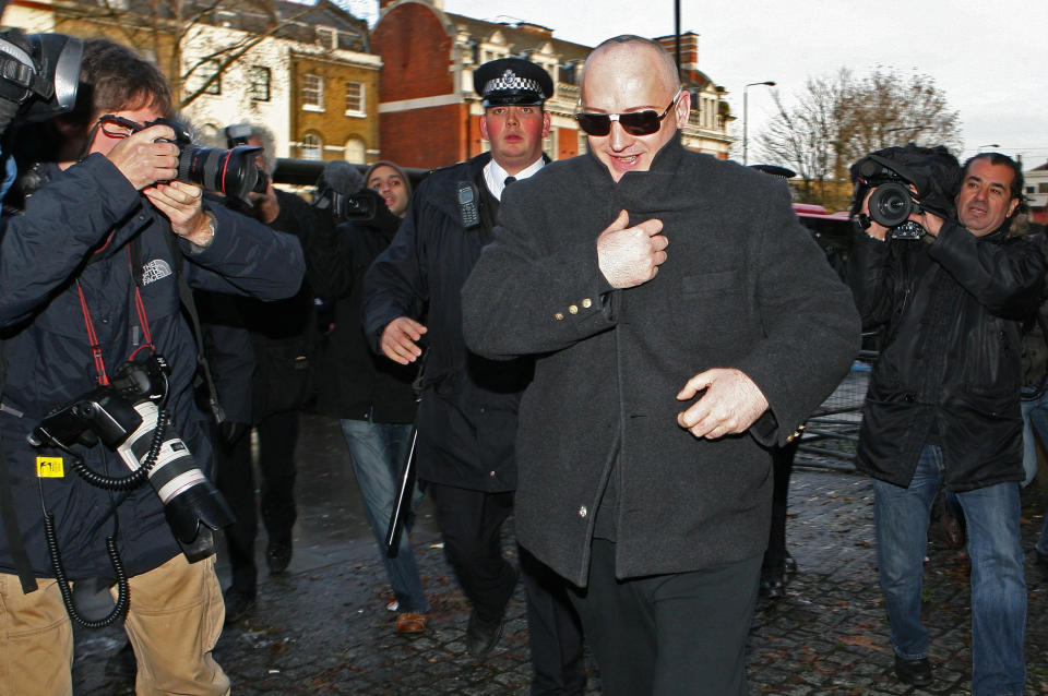 Boy George leaves Thames Magistrates court in east London after facing a charge of false imprisonment.   (Photo by Anthony Devlin - PA Images/PA Images via Getty Images)