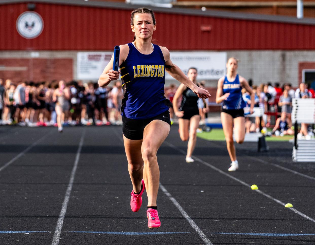 Lexington's Emily Thomas anchored Lady Lex to a team championship at the Marion Harding Night Invite on Friday night.