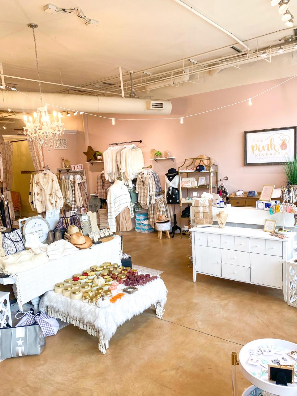Inside the Pink Pineapple, a boutique shop located at : 1240 Thomasville Rd Suite 101.