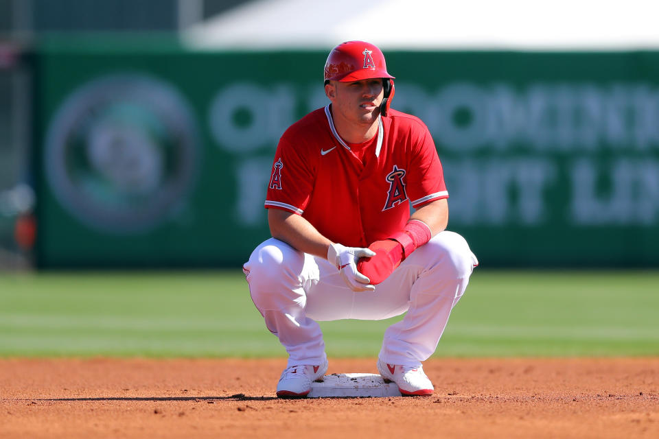 Mike Trout and his wife are expecting their first child this summer, which means he could opt out of MLB's shortened season. (Photo by Alex Trautwig/MLB Photos via Getty Images)