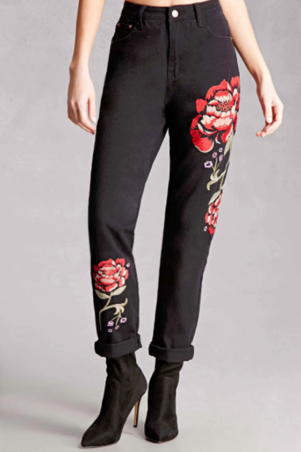 <p>Forever 21 Pixie and Diamond floral jeans, $68, <a rel="nofollow noopener" href="http://www.forever21.com/Product/Product.aspx?br=F21&category=bottom_jeans&mbid=synd_yahoostyle&productid=2000209691" target="_blank" data-ylk="slk:forever21.com;elm:context_link;itc:0;sec:content-canvas" class="link ">forever21.com</a></p>