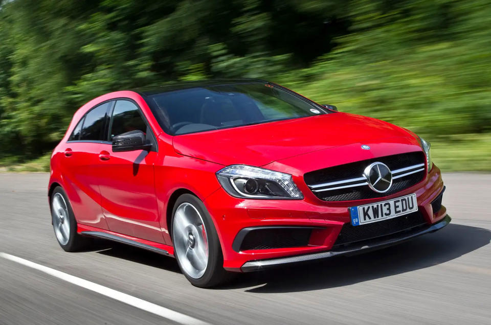 <p>The outstanding feature of the A 45 AMG was its turbocharged <strong>2.0-litre</strong> engine, whose output of 355bhp (as originally launched) was the highest of any production four-cylinder unit in the world.</p><p>At around the time the car was renamed Mercedes-AMG A 45, this rose further to <strong>376bhp</strong>. The successor to this engine, still with the same basic layout, now exceeds <strong>400bhp</strong>.</p>