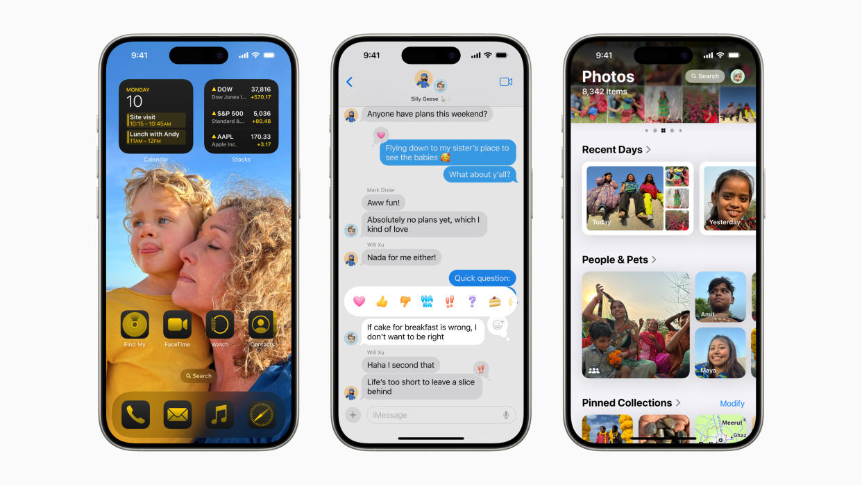 Apple iOS 18 on three iPhones