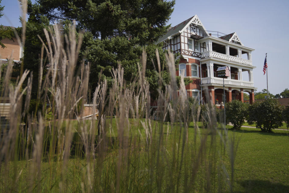 The historic Shiloh House, now home to the Zion Historical Society, was once the home of Zion city founder and Christian faith healer, John Alexander Dowie, in Zion, Ill., Thursday, Sept. 15, 2022. Dowie had the 25-room mansion constructed in 1902 for $90,000. (AP Photo/Jessie Wardarski)