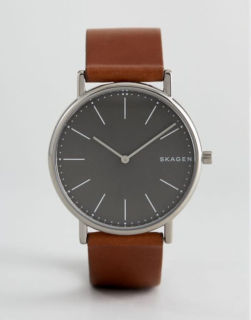 Skagen Signature Slim Leather Watch