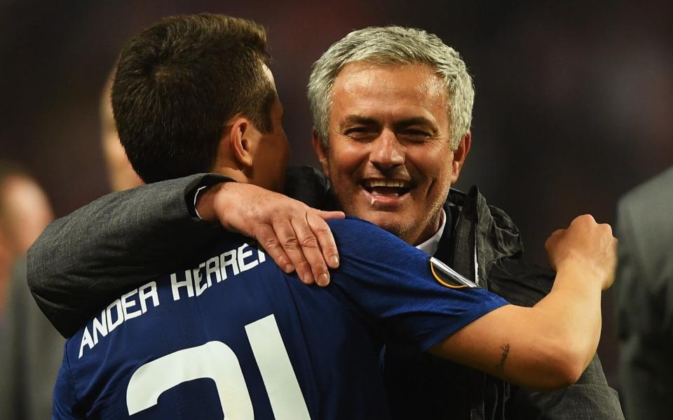 Ander Herrera of Manchester United and Jose Mourinho - Credit: Getty Images Europe