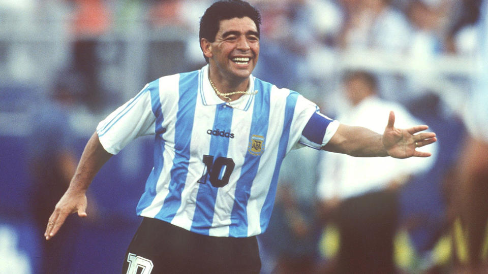 Diego Maradona, pictured here at the FIFA World Cup in 1994.