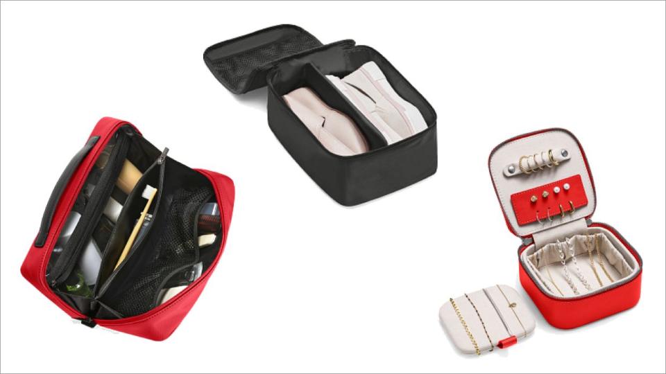 <a href="https://fave.co/2IGd11K" target="_blank" rel="noopener noreferrer">The Extra Extras Set</a> includes Large Toiletry Bag, Jewelry Box and Small Shoe Cubes for $145 (that&rsquo;s a savings of $40) at Away. (Photo: Away)