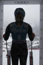 United States' Mikaela Shiffrin prepares to start an alpine ski, women's World Cup giant slalom, in Kronplatz, Italy, Tuesday, Jan. 24, 2023. (AP Photo/Gabriele Facciotti)