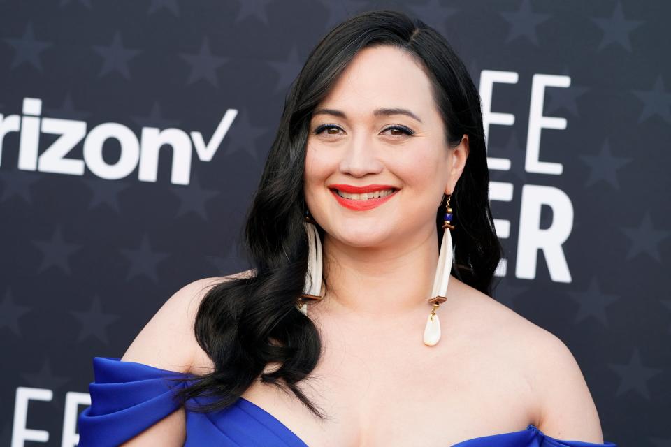 Lily Gladstone arrives at the 29th Critics Choice Awards on Sunday, Jan. 14, 2024, at the Barker Hangar in Santa Monica, Calif. (Photo by Jordan Strauss/Invision/AP) ORG XMIT: CARA987