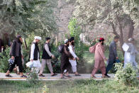 Taliban prisoners are released from Pul-e-Charkhi jail in Kabul, Afghanistan, Thursday, Aug. 13, 2020. Afghanistan released the first 80 of a final 400 Taliban prisoners, paving the way for negotiations between the warring sides in Afghanistan’s protracted conflict, the government said Friday, Aug. 14, 2020. (Afghanistan's National Security Council via AP)