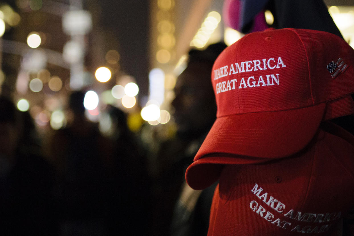 The makers of the new app 63red Safe hope to make it safe to go out in public wearing MAGA gear. (Photo: Getty Images)