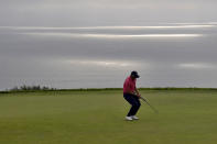 Christian Bezuidenhout, of South Africa, reacts to his missed putt on the fourth green during the first round of the U.S. Open Golf Championship, Thursday, June 17, 2021, at Torrey Pines Golf Course in San Diego. (AP Photo/Gregory Bull)