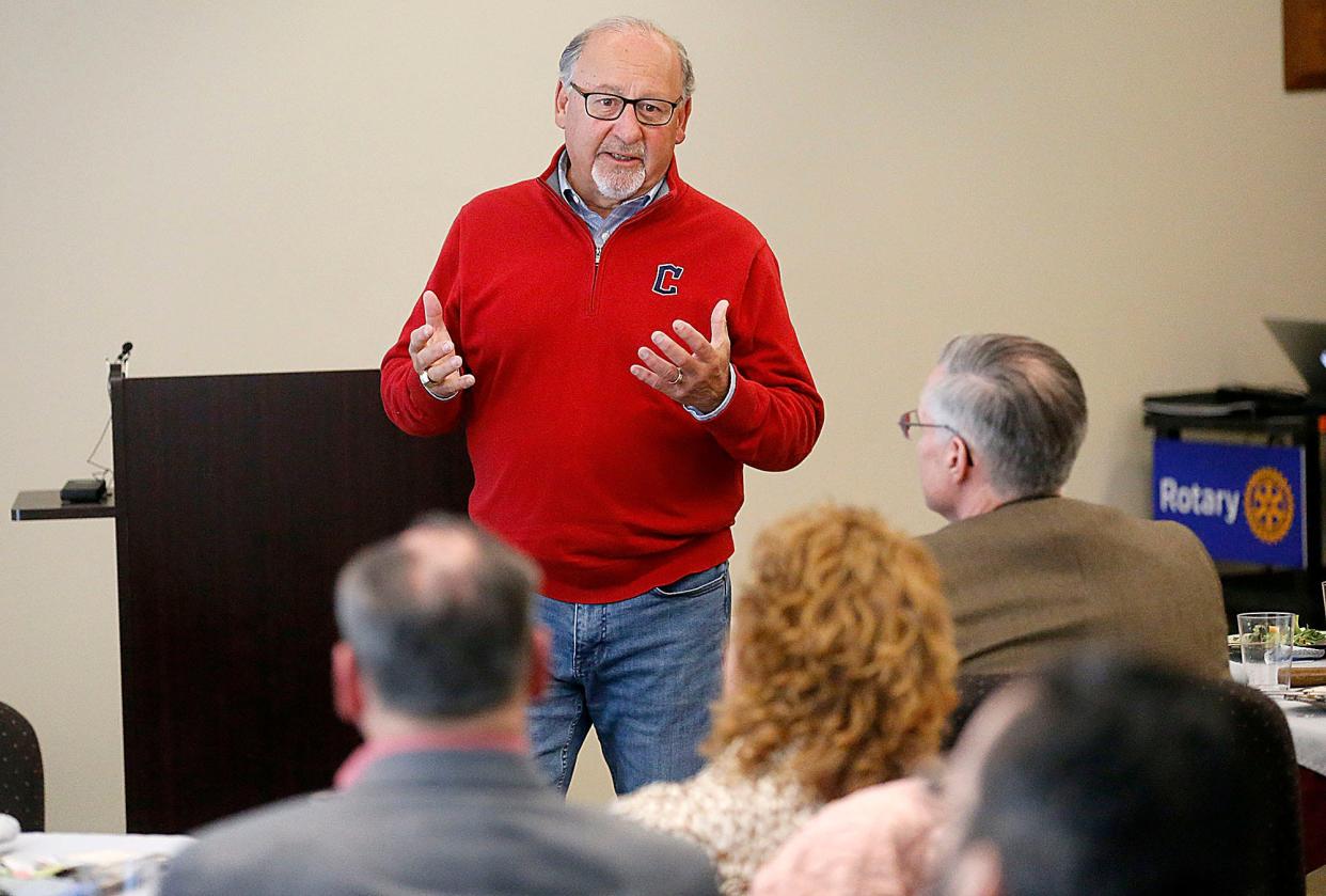 Bob DiBiasio, Cleveland Guardians' senior vice president of public affairs, speaks Tuesday at the Rotary Club of Ashland meeting at Brethren Care Village's Wellness Center.