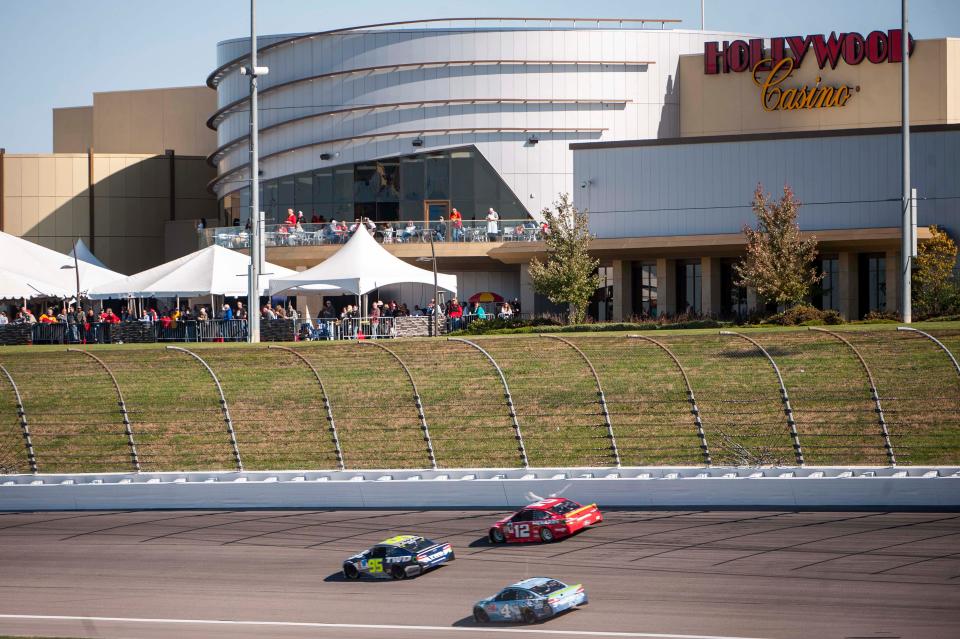 The Hollywood Casino sits just outside Turn 2 at Kansas Speedway.